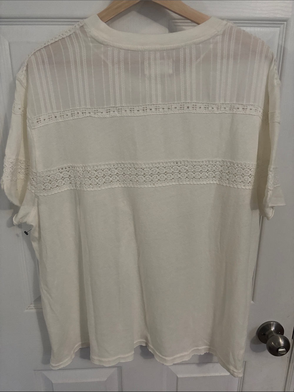 We The Free Ivory Lace-Trim Short Sleeve Tee - Picture 5 of 8